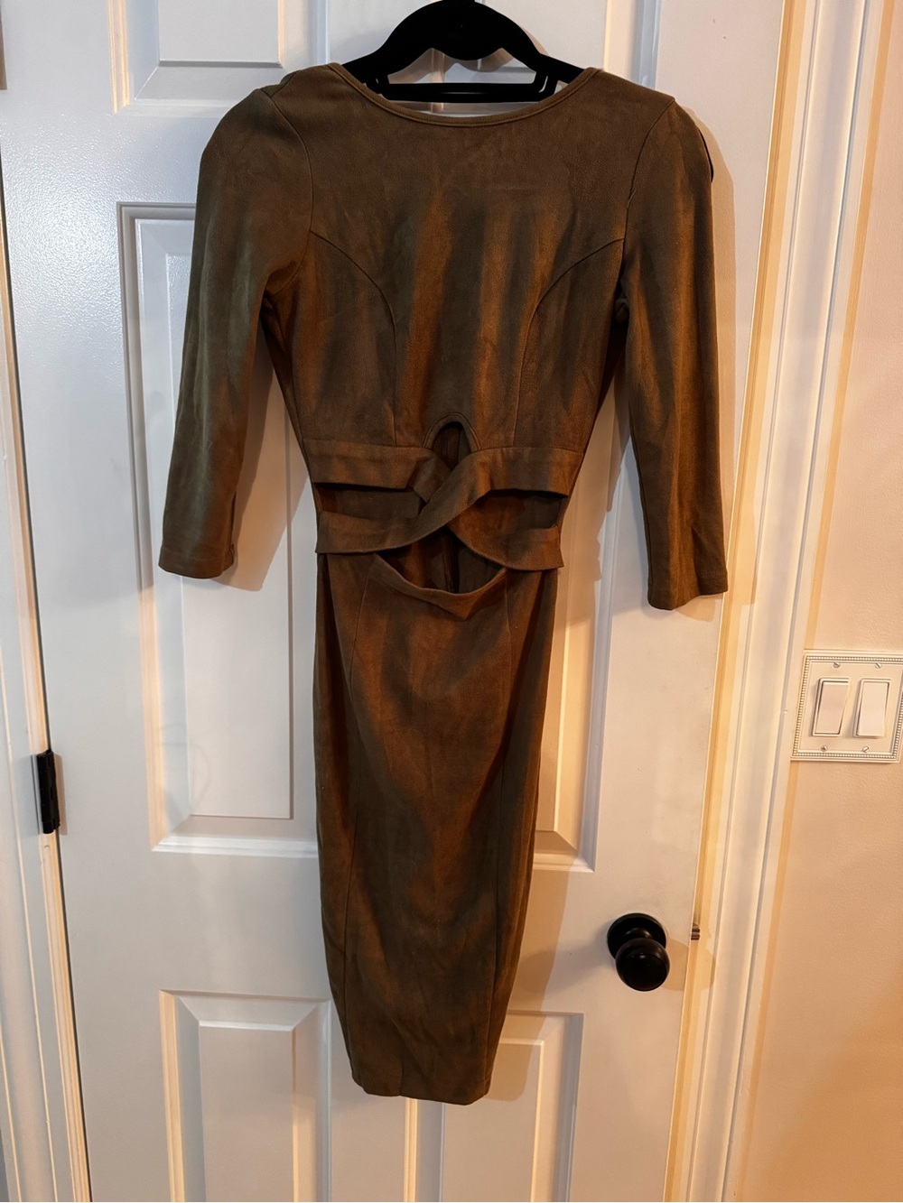 Olive Green Twist-Back Sheath Dress - Women's